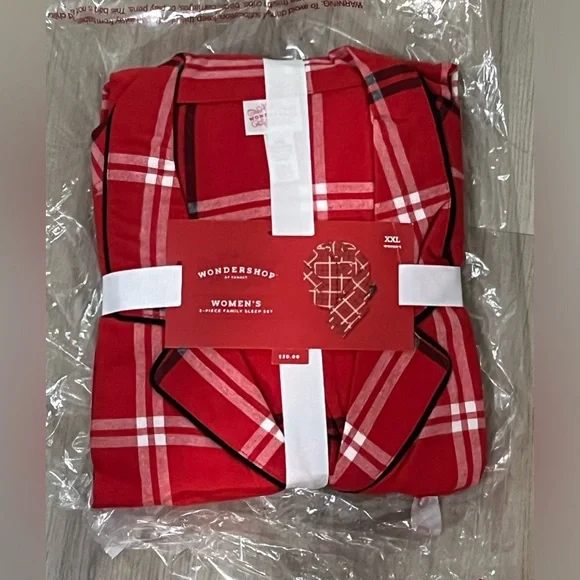 Women's Plaid Flannel Matching  Pajama Set - Wondershop Red XXL NEW MSRP $30 - Picture 2 of 6